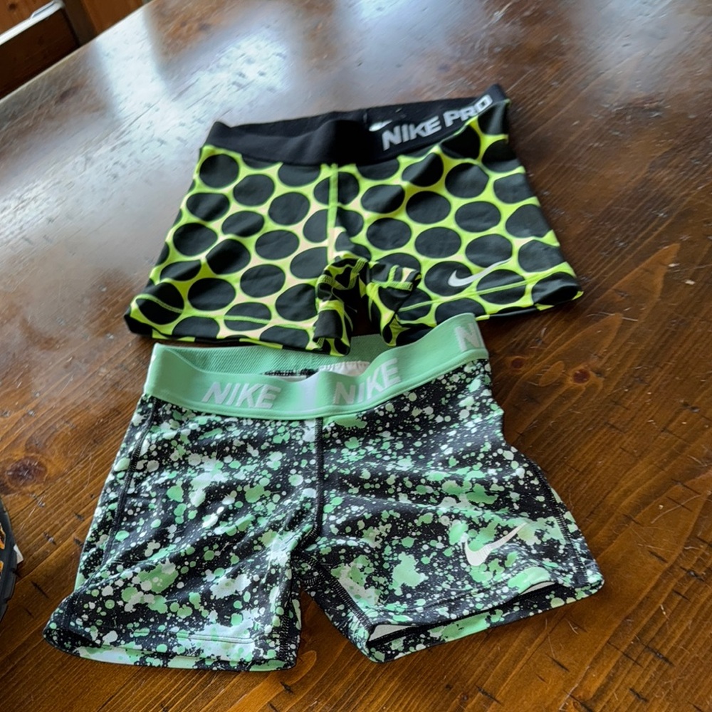 Nike Pro Lime Green and Black Shorts Duo